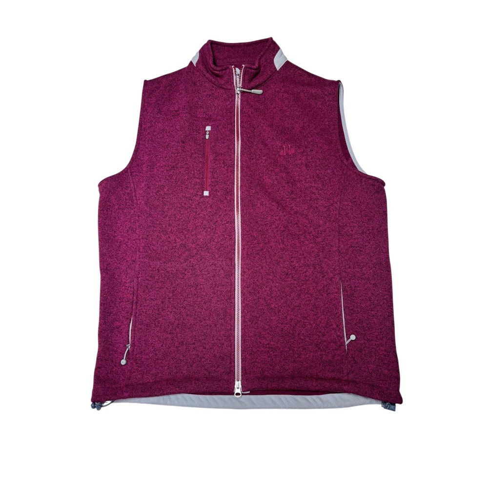 Peter Millar Womens Vest Magenta Heathered Fleece Full Zip‎ Pockets Size L